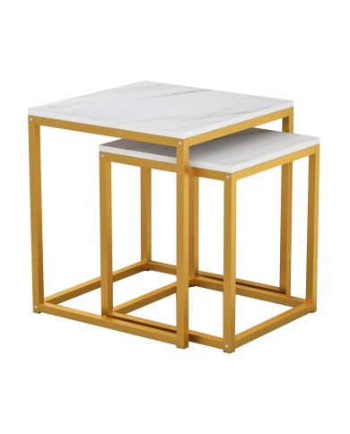 ΖΙΓΚΟΝ GRELAY 2 ΤΕΜ MDF ΟΨΗ ΜΑΡΜΑΡΟΥ & ΜΕΤΑΛΛΟ HM8762.11 45Χ45Χ50εκ. & 37Χ37Χ43 εκ.