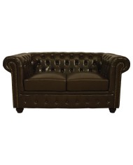 ΚΑΝΑΠΕΣ 2ΘΕΣΙΟΣ T.CHESTERFIELD HM3010.01 ΤΕΧΝΟΔΕΡΜΑ ΣΚΟΥΡΟ ΚΑΦΕ 155x90x73 εκ.