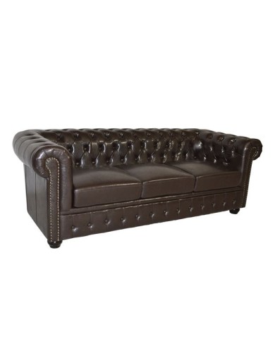 ΚΑΝΑΠΕΣ 3ΘΕΣΙΟΣ T.CHESTERFIELD HM3009.01 ΤΕΧΝΟΔΕΡΜΑ ΣΚΟΥΡΟ ΚΑΦΕ 208x90x73Υ εκ.