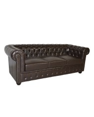 ΚΑΝΑΠΕΣ 3ΘΕΣΙΟΣ T.CHESTERFIELD HM3009.01 ΤΕΧΝΟΔΕΡΜΑ ΣΚΟΥΡΟ ΚΑΦΕ 208x90x73Υ εκ.