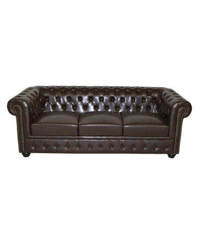 ΚΑΝΑΠΕΣ 3ΘΕΣΙΟΣ T.CHESTERFIELD HM3009.01 ΤΕΧΝΟΔΕΡΜΑ ΣΚΟΥΡΟ ΚΑΦΕ 208x90x73Υ εκ.