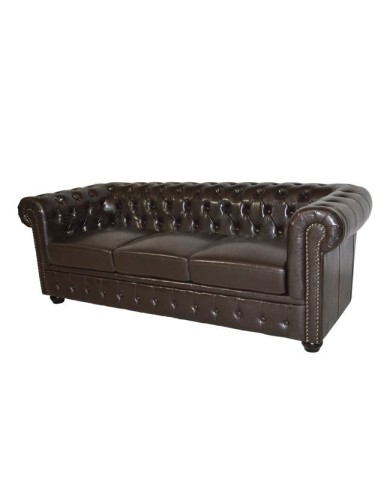ΚΑΝΑΠΕΣ 3ΘΕΣΙΟΣ T.CHESTERFIELD HM3009.01 ΤΕΧΝΟΔΕΡΜΑ ΣΚΟΥΡΟ ΚΑΦΕ 208x90x73Υ εκ.