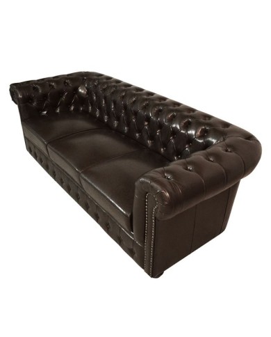ΚΑΝΑΠΕΣ 3ΘΕΣΙΟΣ T.CHESTERFIELD HM3009.01 ΤΕΧΝΟΔΕΡΜΑ ΣΚΟΥΡΟ ΚΑΦΕ 208x90x73Υ εκ.