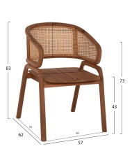 ΠΟΛΥΘΡΟΝΑ ΜΑΣΙΦ ΞΥΛΟ ΤEAK & RATTAN ΠΛΑΤΗ ΦΥΣΙΚΟ 57x62x83Υεκ.HM9402.01