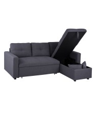 ΚΑΝΑΠΕΣ ΓΩΝΙΑ ΚΡΕΒΑΤΙ WAYNE 224x147x85Υεκ. HM3028.11 ΓΚΡΙ ΥΦΑΣΜΑ