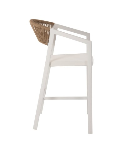 ΣΚΑΜΠΟ ΑΛΟΥΜΙΝΙΟΥ HM5892.12 ΜΕΣΑΙΟΥ ΥΨΟΥΣ RATTAN & TEXTLINE ΛΕΥΚΟ ΜΠΕΖ 56,5x57x99,5