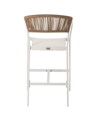 ΣΚΑΜΠΟ ΑΛΟΥΜΙΝΙΟΥ HM5892.12 ΜΕΣΑΙΟΥ ΥΨΟΥΣ RATTAN & TEXTLINE ΛΕΥΚΟ ΜΠΕΖ 56,5x57x99,5