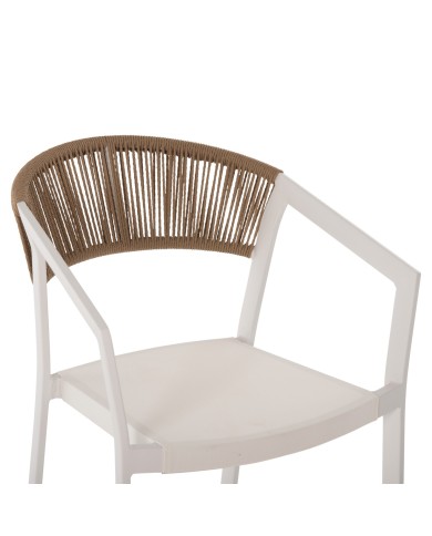 ΣΚΑΜΠΟ ΑΛΟΥΜΙΝΙΟΥ HM5892.12 ΜΕΣΑΙΟΥ ΥΨΟΥΣ RATTAN & TEXTLINE ΛΕΥΚΟ ΜΠΕΖ 56,5x57x99,5