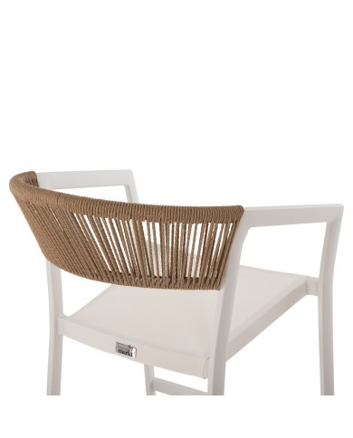 ΣΚΑΜΠΟ ΑΛΟΥΜΙΝΙΟΥ HM5892.12 ΜΕΣΑΙΟΥ ΥΨΟΥΣ RATTAN & TEXTLINE ΛΕΥΚΟ ΜΠΕΖ 56,5x57x99,5