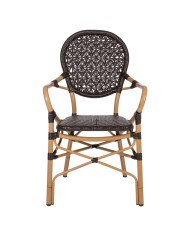 ΠΟΛΥΘΡΟΝΑ ΑΛΟΥΜΙΝΙΟΥ BAMBOO LOOK ΚΑΦΕ ΚΑΙ ΚΑΦΕ PE RATTAN HM5926.01 56x62x95Yεκ.