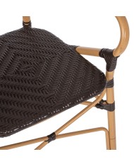 ΠΟΛΥΘΡΟΝΑ ΑΛΟΥΜΙΝΙΟΥ BAMBOO LOOK ΚΑΦΕ ΚΑΙ ΚΑΦΕ PE RATTAN HM5926.01 56x62x95Yεκ.