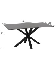 ΤΡΑΠΕΖΙ ΤΡΑΠΕΖΑΡΙΑΣ SYNTEC HM9308.01 SINTERED STONE ΜΑΥΡΟ ΜΕΤΑΛΛΙΚΑ ΠΟΔΙΑ 160x90x75Y εκ.