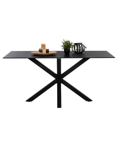 ΤΡΑΠΕΖΙ ΤΡΑΠΕΖΑΡΙΑΣ SYNTEC HM9308.01 SINTERED STONE ΜΑΥΡΟ ΜΕΤΑΛΛΙΚΑ ΠΟΔΙΑ 160x90x75Y εκ.