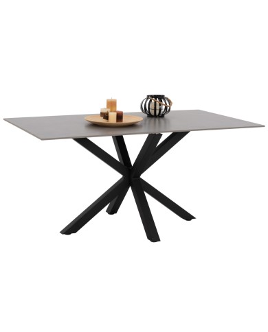 ΤΡΑΠΕΖΙ ΤΡΑΠΕΖΑΡΙΑΣ SYNTEC HM9308.03 SINTERED STONE ΓΚΡΙ ΜΕΤΑΛΛΙΚΑ ΠΟΔΙΑ 160x90x75Υεκ.