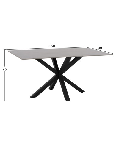 ΤΡΑΠΕΖΙ ΤΡΑΠΕΖΑΡΙΑΣ SYNTEC HM9308.03 SINTERED STONE ΓΚΡΙ ΜΕΤΑΛΛΙΚΑ ΠΟΔΙΑ 160x90x75Υεκ.