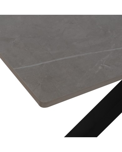 ΤΡΑΠΕΖΙ ΤΡΑΠΕΖΑΡΙΑΣ SYNTEC HM9308.03 SINTERED STONE ΓΚΡΙ ΜΕΤΑΛΛΙΚΑ ΠΟΔΙΑ 160x90x75Υεκ.