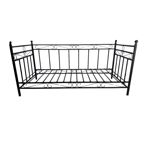 Καναπές κρεβάτι μεταλλικός καριόλα μαύρος για στρώμα 90x200 με σχέδιο K2 92x207x100εκ