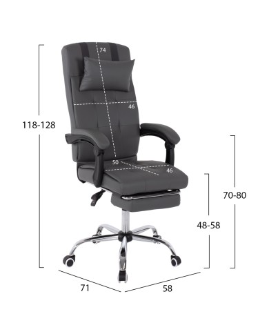 ΠΟΛΥΘΡΟΝΑ ΓΡΑΦΕΙΟΥ ΔΙΕΥΘΥΝΤΙΚΗ ΓΚΡΙ HM1057.20 ΜΕ ΠΤΥΣΣΟΜΕΝΟ ΥΠΟΠΟΔΙΟ 58x71x128Y εκ.