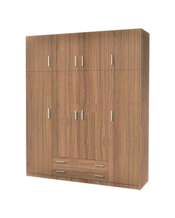 Ντουλάπα τετράφυλλη με πατάρι 200x240x60 καρυδί