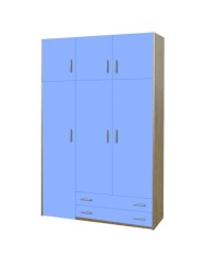 Παιδική ντουλάπα τρίφυλλη με πατάρι 110cm δρυς-σιέλ