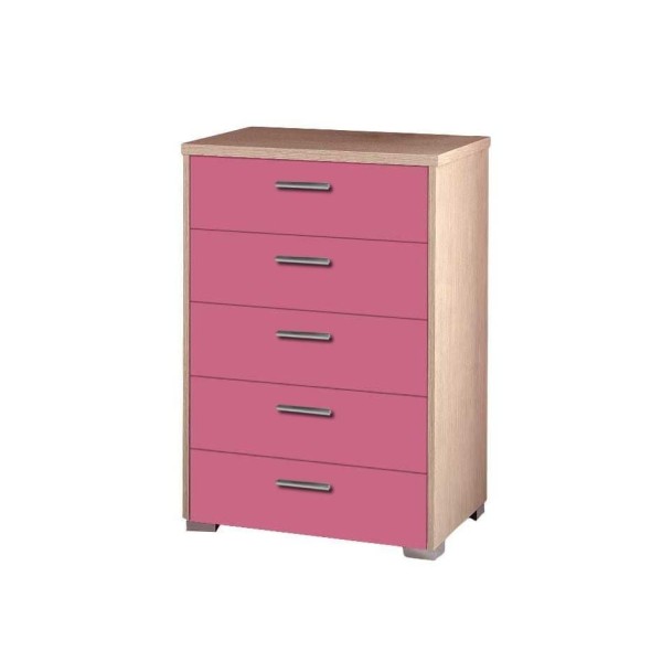 Συρταριέρα παιδική 5 συρτ. 60cm δρυς-ροζ