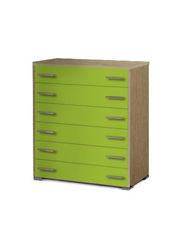 Συρταριέρα παιδική 6 συρτ. 90cm δρυς-λαχανί
