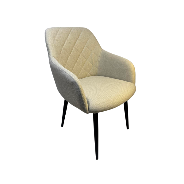 Πολυθρόνα για καφετερία επαγγελματική Rarra γκρι μπεζ ύφασμα μεταλλικά πόδια και μπράτσα 59x63x85εκ