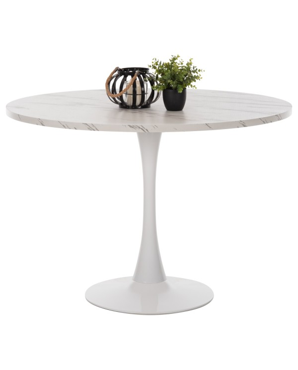 ΤΡΑΠΕΖΙ ΤΡΑΠΕΖΑΡΙΑΣ ROLLO HM9422.01 ΣΤΡΟΓΓΥΛΟ WHITE MARBLE Φ120x74Yεκ.