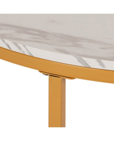 ΤΡΑΠΕΖΙ ΣΑΛΟΝΙΟΥ HM9420.01 WHITE MARBLE ΜΕΛΑΜΙΝΗ-ΧΡΥΣΗ ΜΕΤΑΛΛΙΚΗ ΒΑΣΗ Φ80x48,5Yεκ.