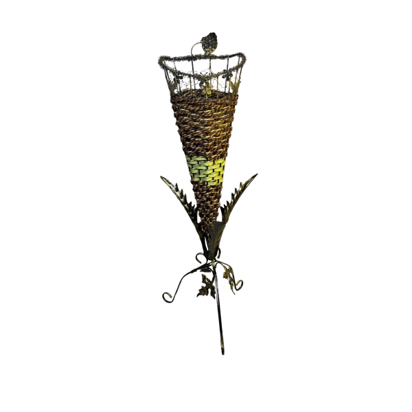 Διακοσμητικό ανθοδοχείο κηροπήγιο ομπρελοθήκη επιδαπεδιο χειροποίητο από μεταλλικό σκελετό με βάση χρυσή μπρονζε 27x27x74εκ