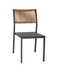 ΚΑΡΕΚΛΑ ΑΛΟΥΜΙΝΙΟΥ ΑΝΘΡΑΚΙ ΜΕ RATTAN ΚΑΙ TEXTLINE HM5921.01 46x55,5x83Υ εκ.