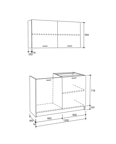 ΣΥΝΘΕΣΗ ΚΟΥΖΙΝΑΣ BLAINE ΜΕΛΑΜΙΝΗ ΓΚΡΙ HM2439.10 120x46-29,2εκ.
