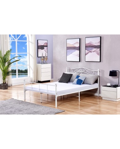 Κρεβάτι Μεταλλικό Υπερδιπλο λευκό Julia ES-B010W 160x200εκ με σχέδιο.