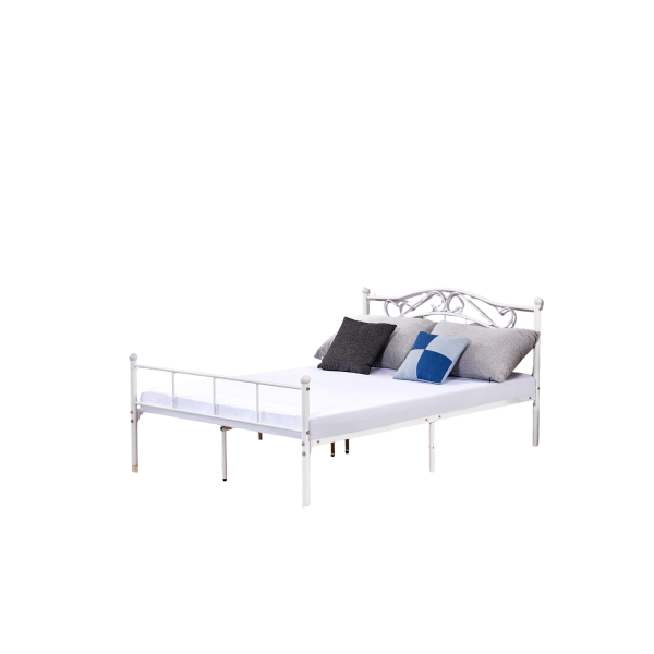 Κρεβάτι με στρώμα Μεταλλικό Διπλό λευκό Julia ES-B010W 160x200εκ με σχέδιο.