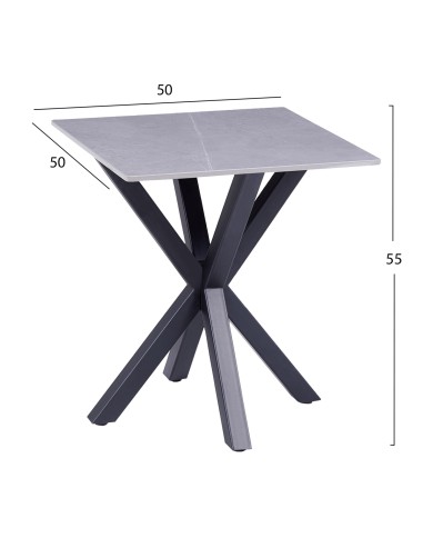 ΒΟΗΘΗΤΙΚΟ ΤΡΑΠΕΖΑΚΙ ΣΑΛΟΝΙΟΥ HM9471.05 GREY MARBLE TOP-ΜΑΥΡΗ ΜΕΤΑΛ.ΒΑΣΗ 50x50x55Yεκ.