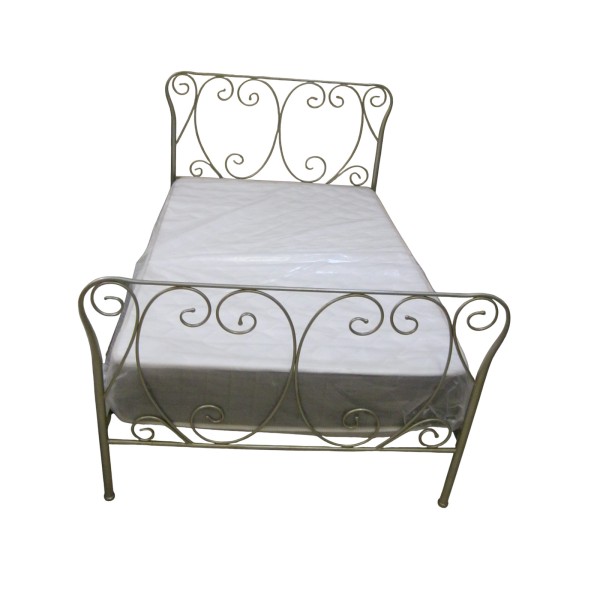 Κρεβάτι μεταλλικό διπλό με στρώμα 150x200 HEART μπρονζε πατινα πεπαλαιωμένη βαφή με ανατομικό σομιε 125x210x110