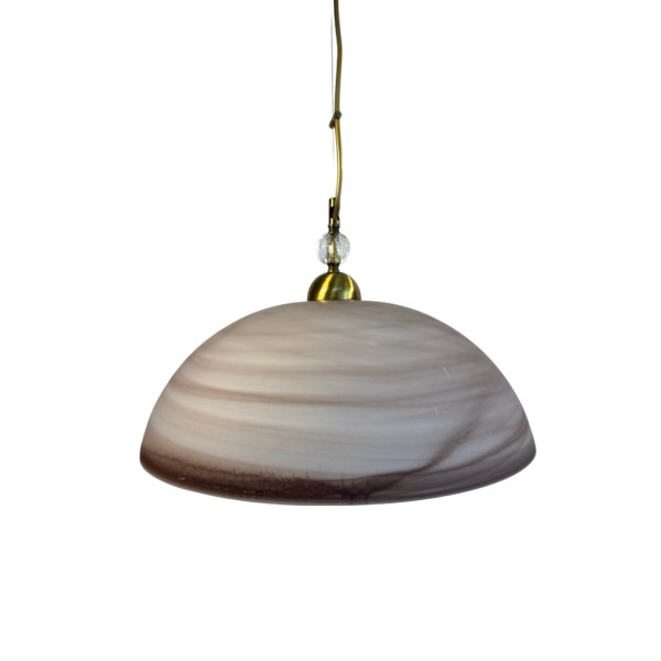 Μονοφωτο Φωτιστικό Κρεμαστό Αλάβαστρο Καφέ μπρονζε ντιζα με κρύσταλλο Ε27 1006-1-40 Φ40x25 -1μ