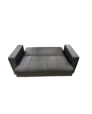 Καναπές γραφείου μαύρος διθέσιος δερματίνη PU τεχνοδερμα επαγγελματικός κρεβάτι μπαούλο με σχέδιο 150x80x85εκ