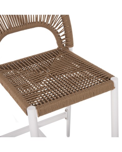 ΣΚΑΜΠΟ ΑΛΟΥΜΙΝΙΟΥ ΜΕ RATTAN ΜΕΣΑΙΟΥ ΥΨΟΥΣ ΛΕΥΚΟ HM5920.01 46x58x95Yεκ.