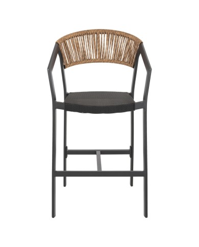 ΣΚΑΜΠΟ ΑΛΟΥΜΙΝΙΟΥ HM5892.15 ΜΕΣΑΙΟΥ ΥΨΟΥΣ RATTAN & TEXTLINE ΜΑΥΡΟ ΜΠΕΖ 55x56,5x99Υ