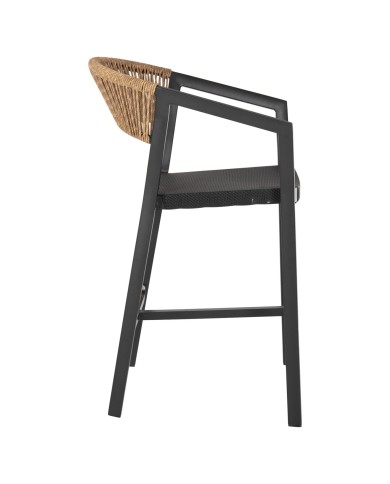 ΣΚΑΜΠΟ ΑΛΟΥΜΙΝΙΟΥ HM5892.15 ΜΕΣΑΙΟΥ ΥΨΟΥΣ RATTAN & TEXTLINE ΜΑΥΡΟ ΜΠΕΖ 55x56,5x99Υ