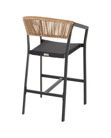 ΣΚΑΜΠΟ ΑΛΟΥΜΙΝΙΟΥ HM5892.15 ΜΕΣΑΙΟΥ ΥΨΟΥΣ RATTAN & TEXTLINE ΜΑΥΡΟ ΜΠΕΖ 55x56,5x99Υ