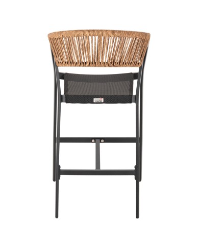 ΣΚΑΜΠΟ ΑΛΟΥΜΙΝΙΟΥ HM5892.15 ΜΕΣΑΙΟΥ ΥΨΟΥΣ RATTAN & TEXTLINE ΜΑΥΡΟ ΜΠΕΖ 55x56,5x99Υ