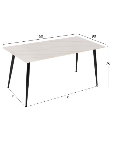 ΤΡΑΠΕΖΙ ΤΡΑΠΕΖΑΡΙΑΣ SINTERED STONE TOM HM8588.02 WHITE MARBLE 160x90x76Y εκ.