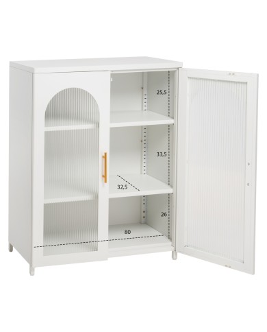 ΜΕΤΑΛΛΙΚΟ ΝΤΟΥΛΑΠΙ ΒΙΤΡΙΝΑ CARIL HM9571.02 ΛΕΥΚΟ 80x37-40x102Yεκ.