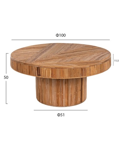 ΤΡΑΠΕΖΙ ΣΑΛΟΝΙΟΥ GATSBY ΣΤΡΟΓΓΥΛΟ HM9651 RATTAN ΧΡΩΜΑ ΦΥΣΙΚΟ Φ100x50Y εκ.