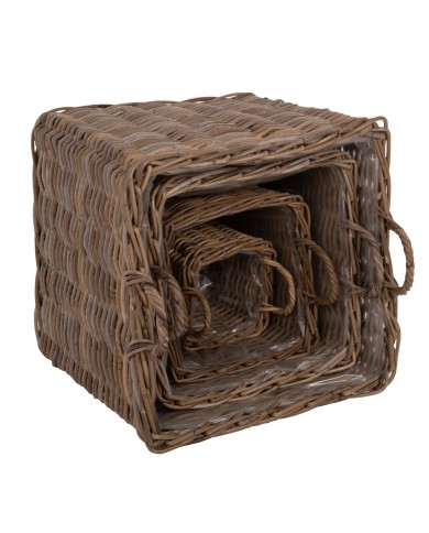 ΣΕΤ ΔΙΑΚΟΣΜΗΤΙΚΑ ΚΑΛΑΘΙΑ KATER HM9657 4ΤΜΧ ΑΠΟ KUBU RATTAN ΣΕ ΓΚΡΙ 52x52x50-57Υεκ.