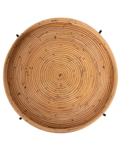 ΤΡΑΠΕΖΑΚΙ ΒΟΗΘΗΤΙΚΟ FLY HM7907 RATTAN ΦΥΣΙΚΟ ΧΡΩΜΑ-ΜΕΤΑΛΛΙΚΗ ΒΑΣΗ ΜΑΥΡΗ Φ50x40Υεκ.