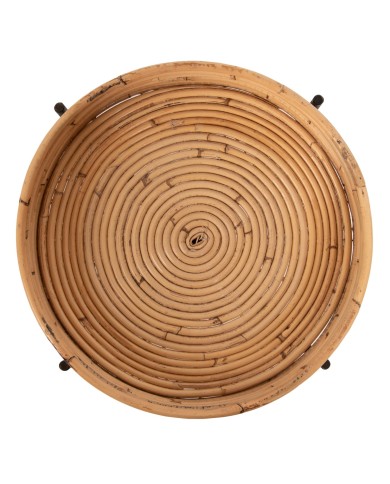 ΤΡΑΠΕΖΑΚΙ ΒΟΗΘΗΤΙΚΟ FLY HM7905 RATTAN ΦΥΣΙΚΟ ΧΡΩΜΑ-ΜΕΤΑΛΛΙΚΗ ΒΑΣΗ ΜΑΥΡΗ Φ32x48Yεκ.