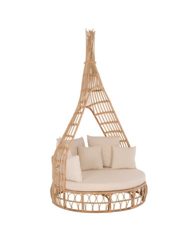 ΚΑΝΑΠΕΣ ΕΞΩΤ.ΧΩΡΟΥ ΣΤΡΟΓΓΥΛΟΣ MARJOM HM9765 ΦΥΣΙΚΟ RATTAN-ΕΚΡΟΥ ΥΦΑΣΜΑ Φ148x287Υεκ.